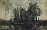 Trees amidst the Marsh Jean Baptiste Camille  Corot